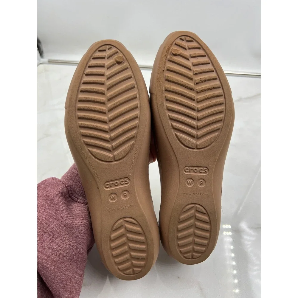 Crocs Sienna Flats Sz 9 Brown Tan Squared Toe Ballet Flats Women 202811 - Picture 10 of 12